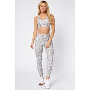 Scorpio Sol Gray White‎ High Rise Leopard Print Leggings Medium Yoga Pilates